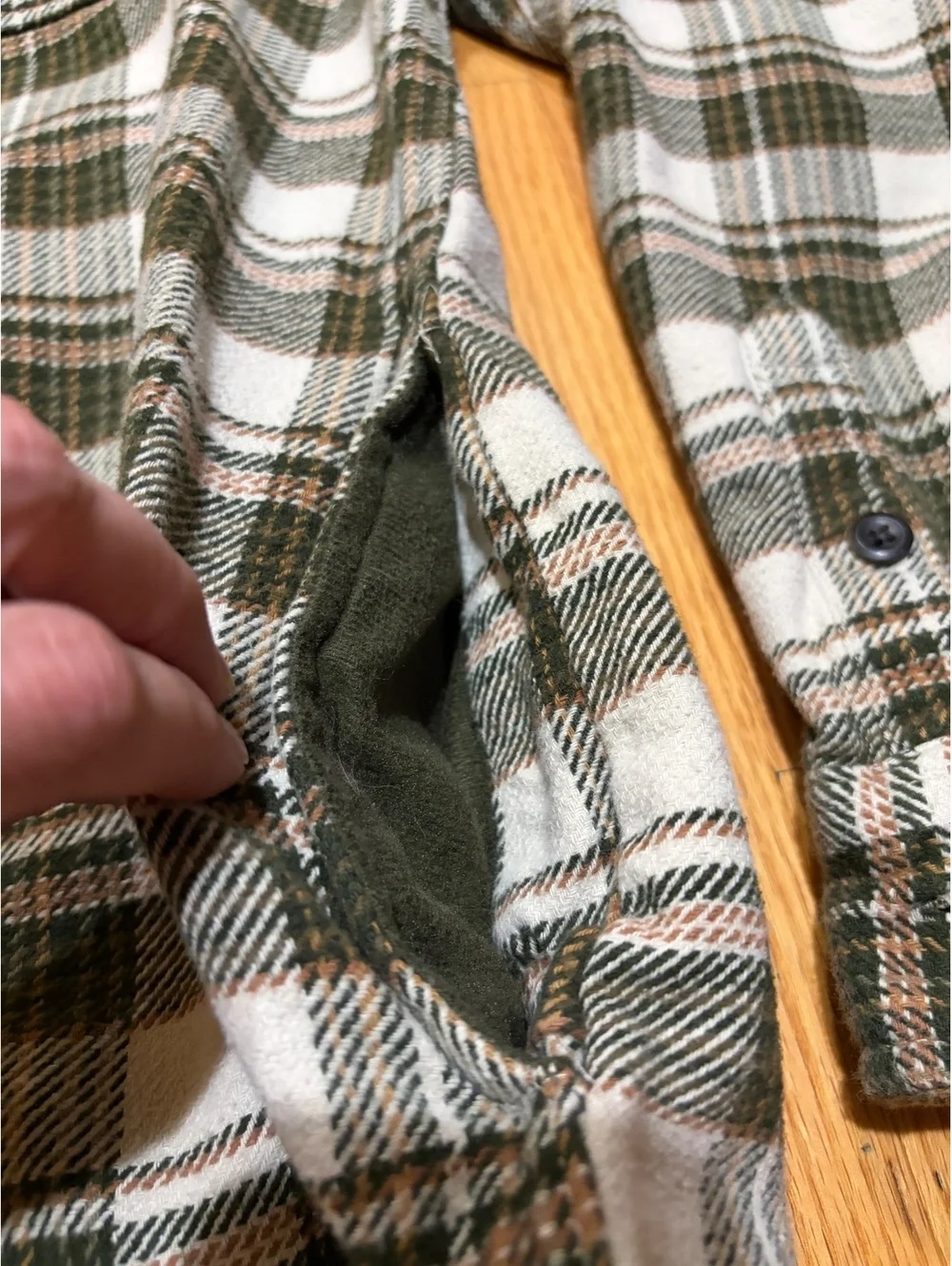 Men's Orvis Heavyweight Flannel Shirt/Shacket plaid green cream XL pockets